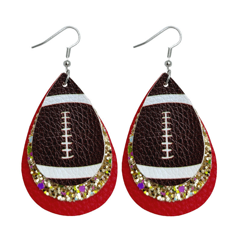 Wholesale Rugby Drop Shaped Leather Earrings