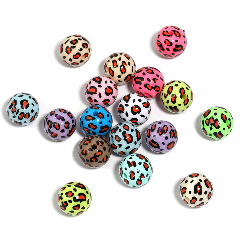 Wholesale 100pcs Autumn/winter Solid Leopard Print Beads