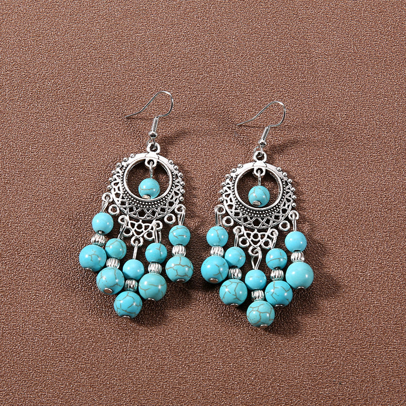 Wholesale Bohemian Tassel Turquoise Vintage Earrings