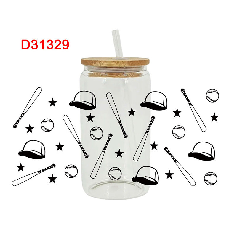 Wholesale Baseball Bow  16oz Cup UV DTF Wraps