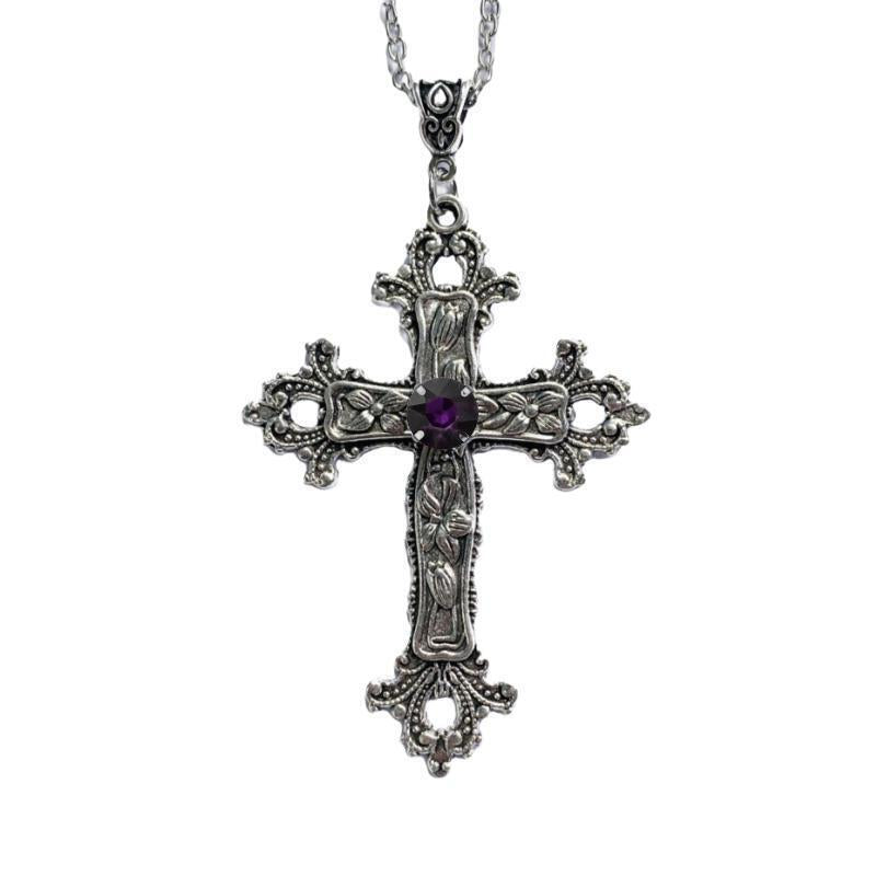 Wholesale Flower Pattern Cross Diamond Alloy Necklace
