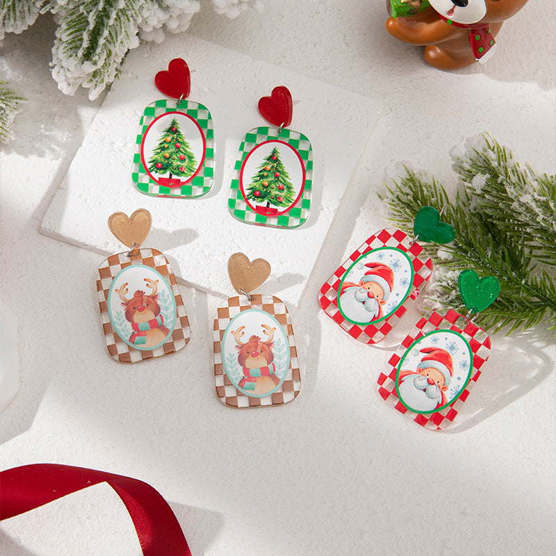 Wholesale Christmas Santa Elk Acrylic Earrings