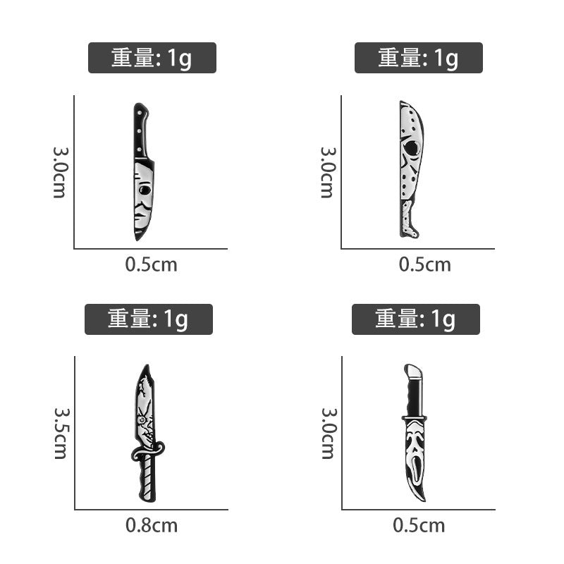 Wholesale Black and White Knife-Shaped Alloy Brooch Pin Punk Gothic Fashion Accessory for Couples Boutique Gift