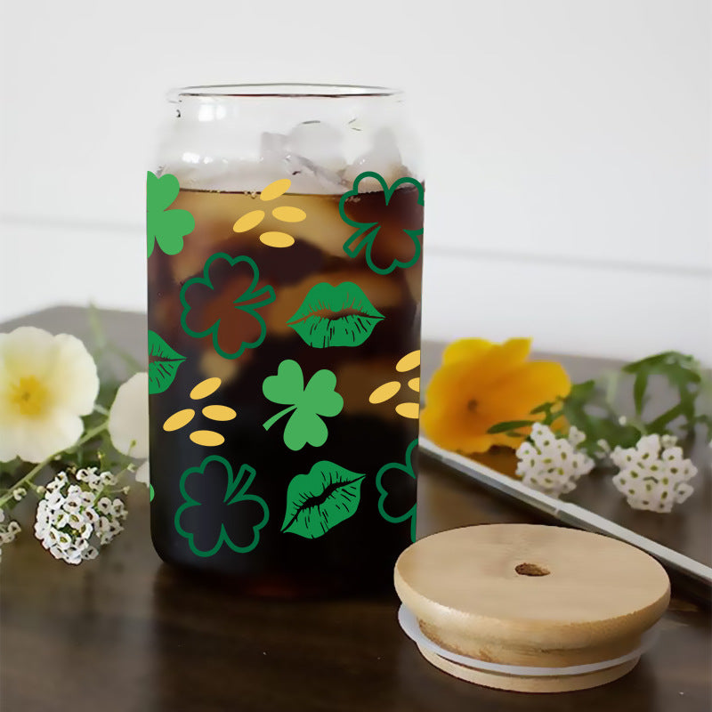 Wholesale St. Patrick's Day Rainbow Clover Alphabet Cartoon 16oz Cup UV DTF Wraps