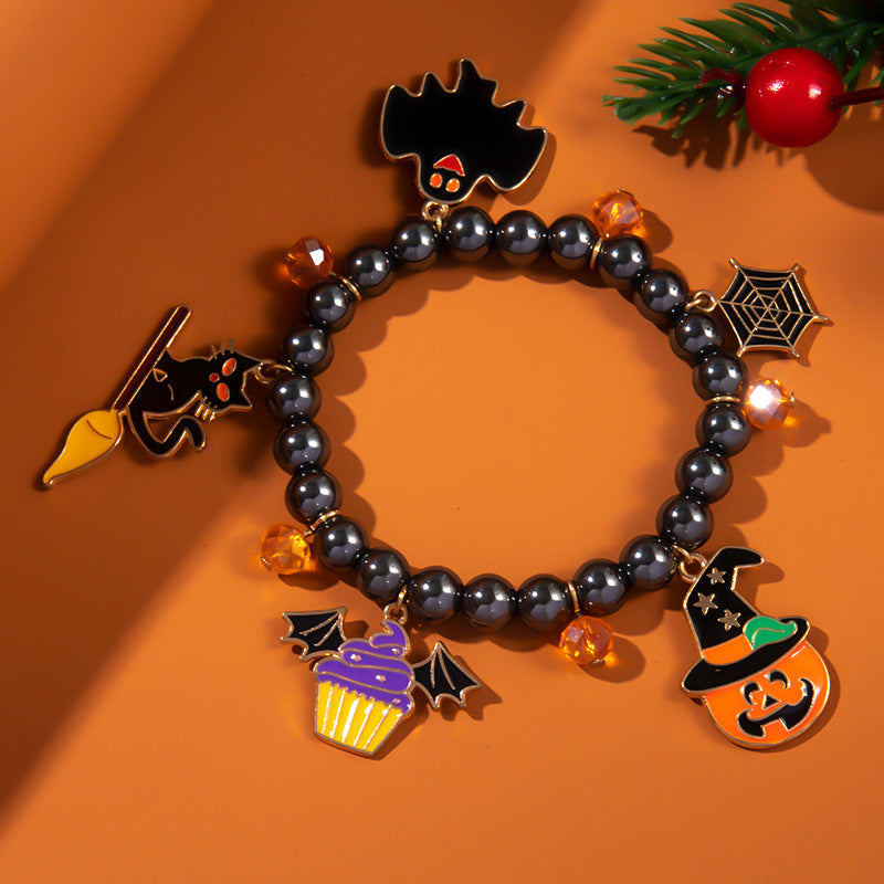 Wholesale Halloween Horror Atmosphere Funny Pumpkin Crystal Ghost Bracelet