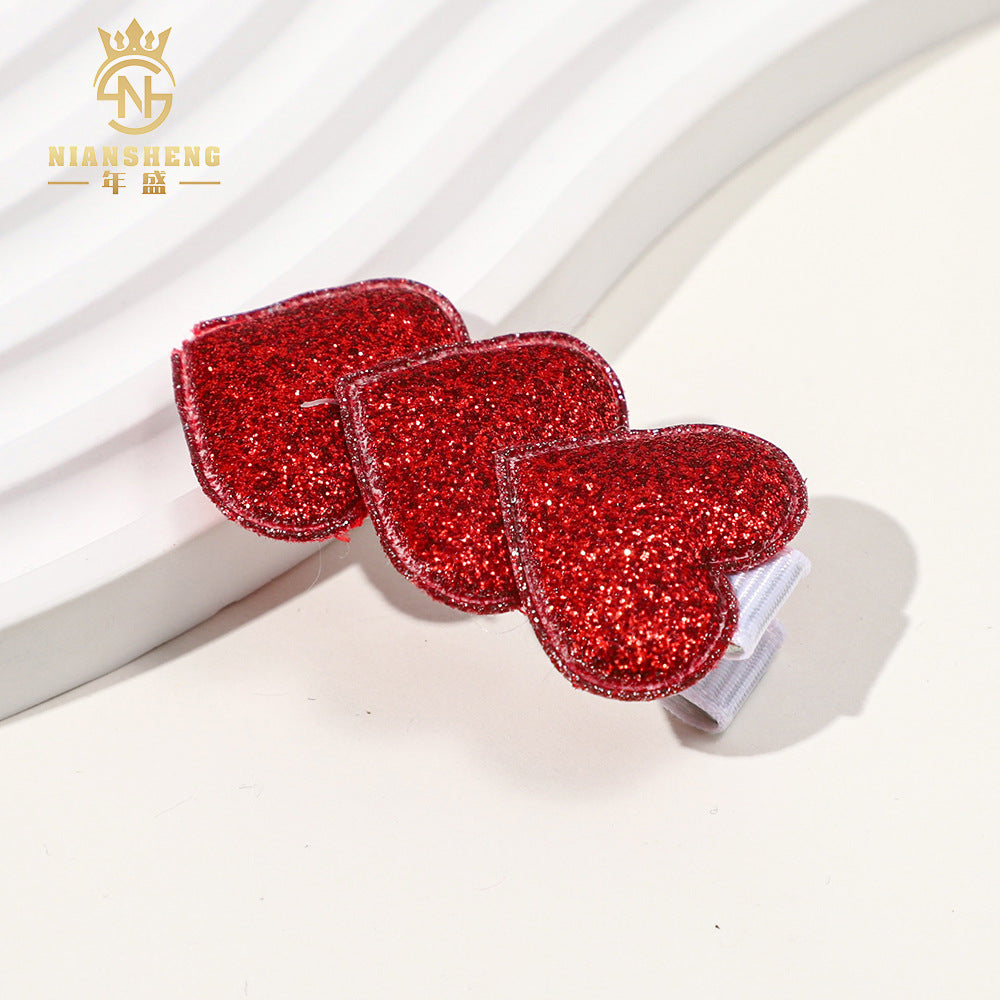 Wholesale Fine powder Valentine's Day heart children's hairpin