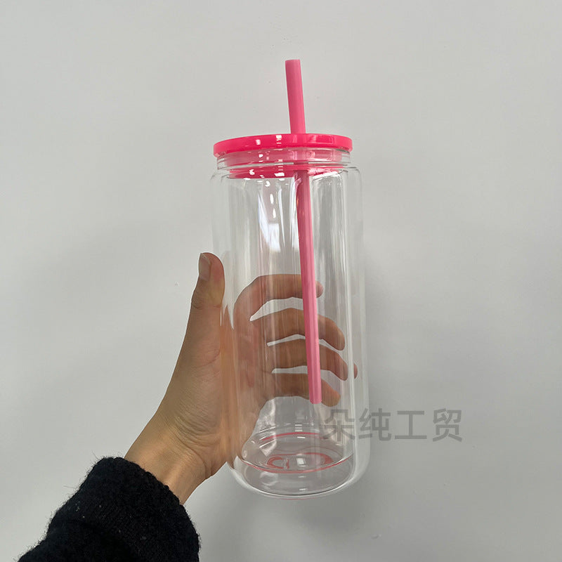Wholesale Snowball Cup Double Layer Glass Cup 16oz Perforated Thermal Sublimation Mason Cup Cola Straw & 25oz & 20oz Glass Cup Can Be DIY and Can Be Stickered