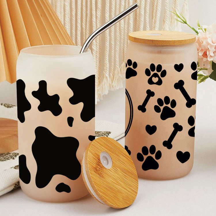 Wholesale Black and white cow pattern  16oz Cup UV DTF Wraps