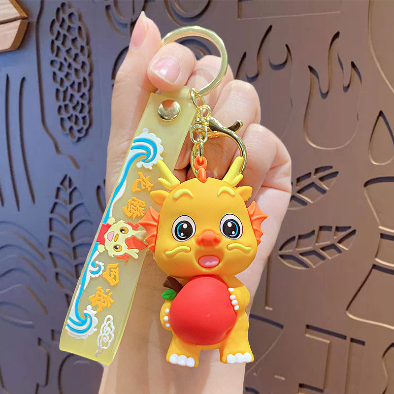 Wholesale PVC Cute Cartoon Fruit Dragon New Year Keychain