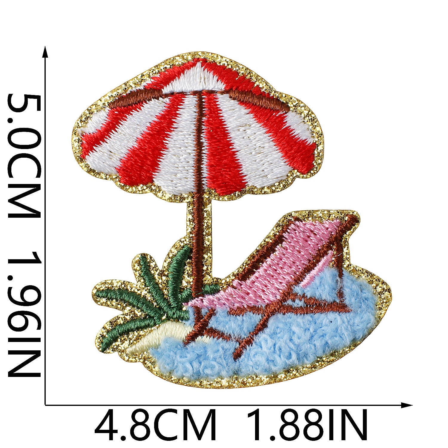 Wholesale Trendy Glitter Embroidered Iron On Patch Summer Beach Party Design For Swimwear Towels And Clothing