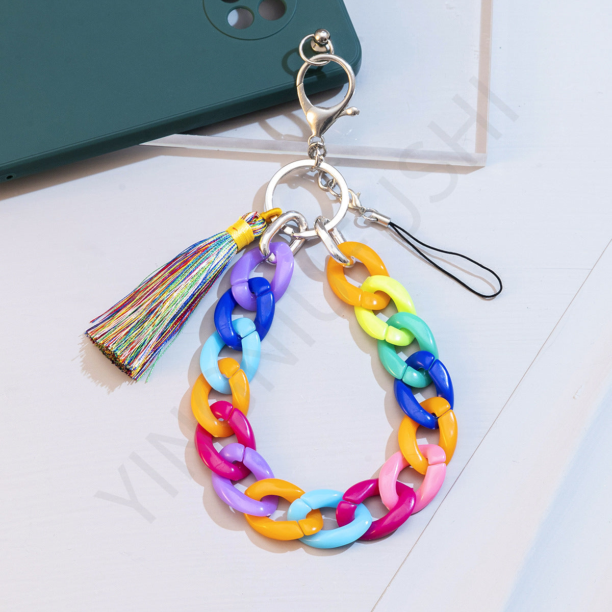 Wholesale Acrylic Colorful Tassels Keychains