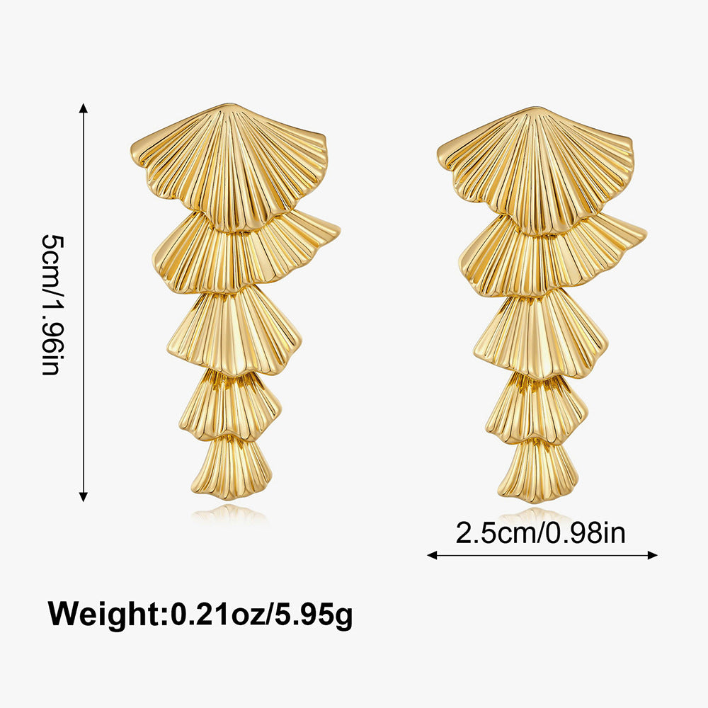 Wholesale Golden Ginkgo Leaf Alloy Leaf Earrings