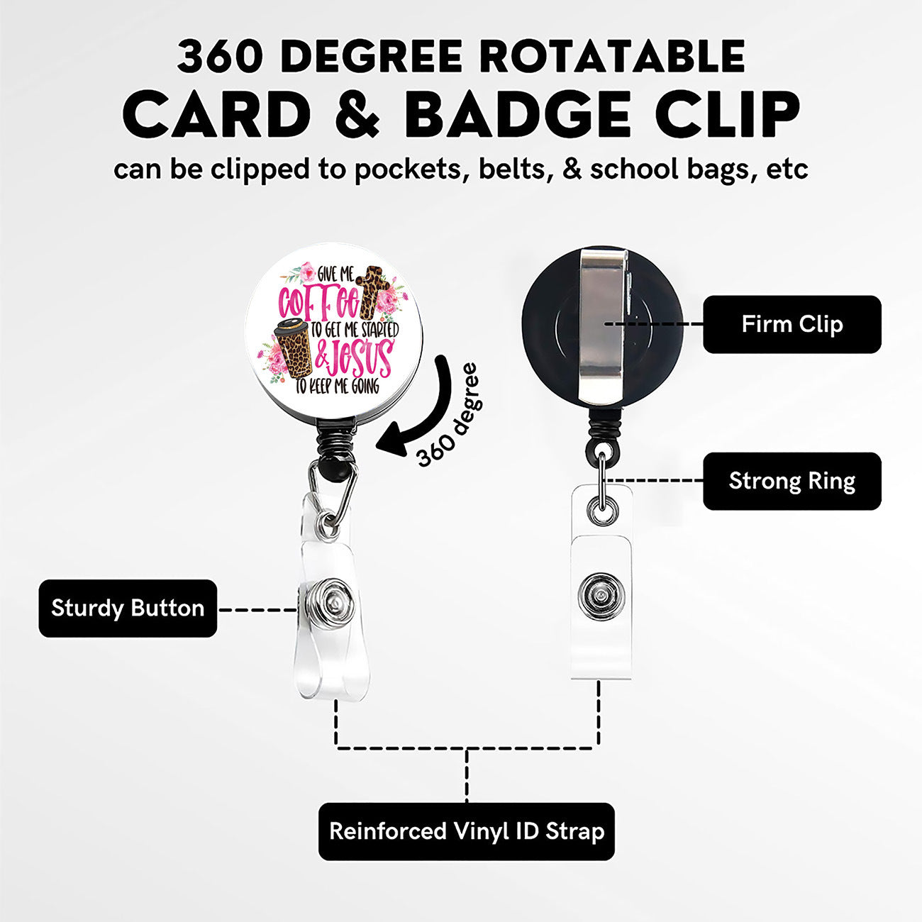 Wholesale Badge Reels Plastic Coffee LGBT Rainbow Card Holder Retractable Keychain