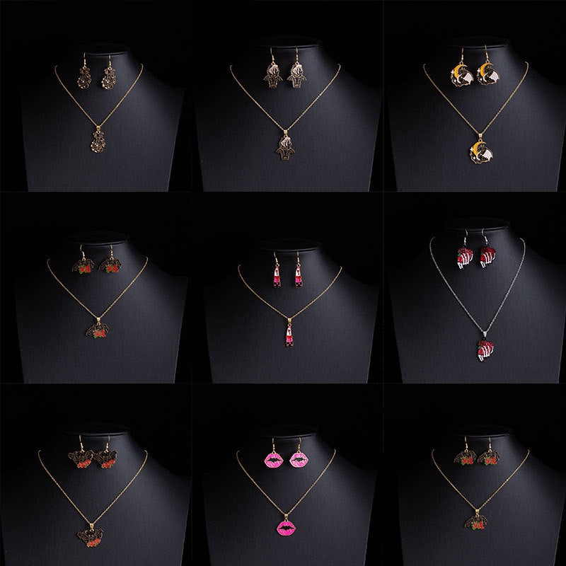 Wholesale Gothic Punk  Earring Necklace Set