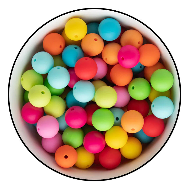 Wholesale 100PCS Candy Color Round Silicone Beads