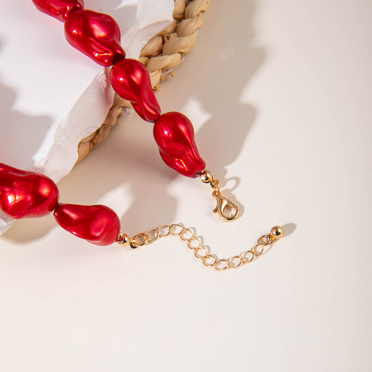 Wholesale Red Alien Pearl Beaded Star Necklace