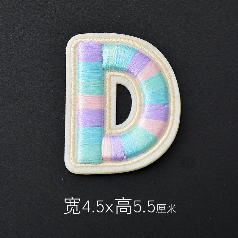 Wholesale Polyester 3D Embroidered Letter Patches Rainbow Self Adhesive DIY Fabric Appliques For Clothing Bags Shoes Hats Boutique Resale