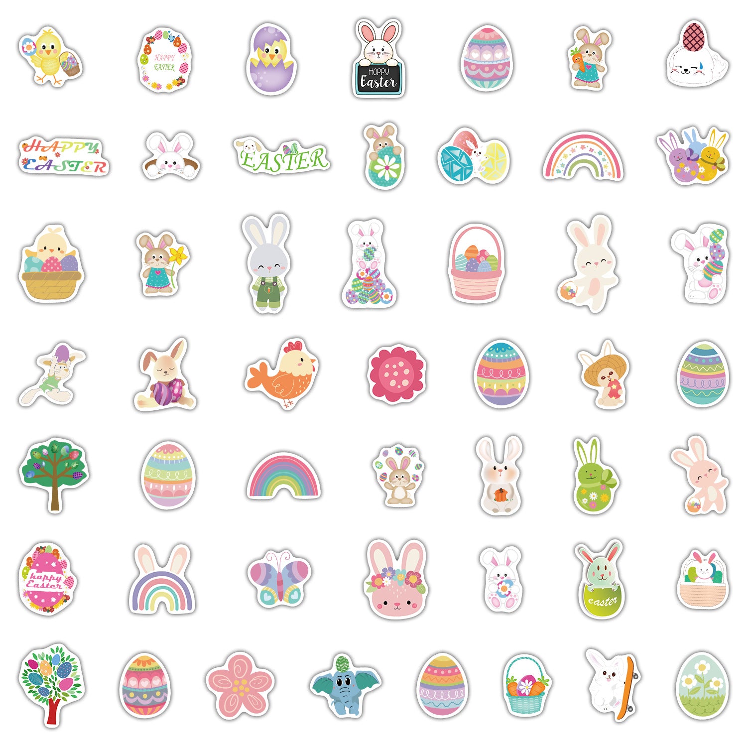 Wholesale 50pcs Easter cute rabbit Waterproof Vinyl Stickers