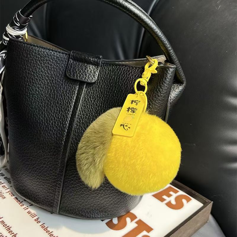 Wholesale Plush Cherry Car Pom Pom  Keychain