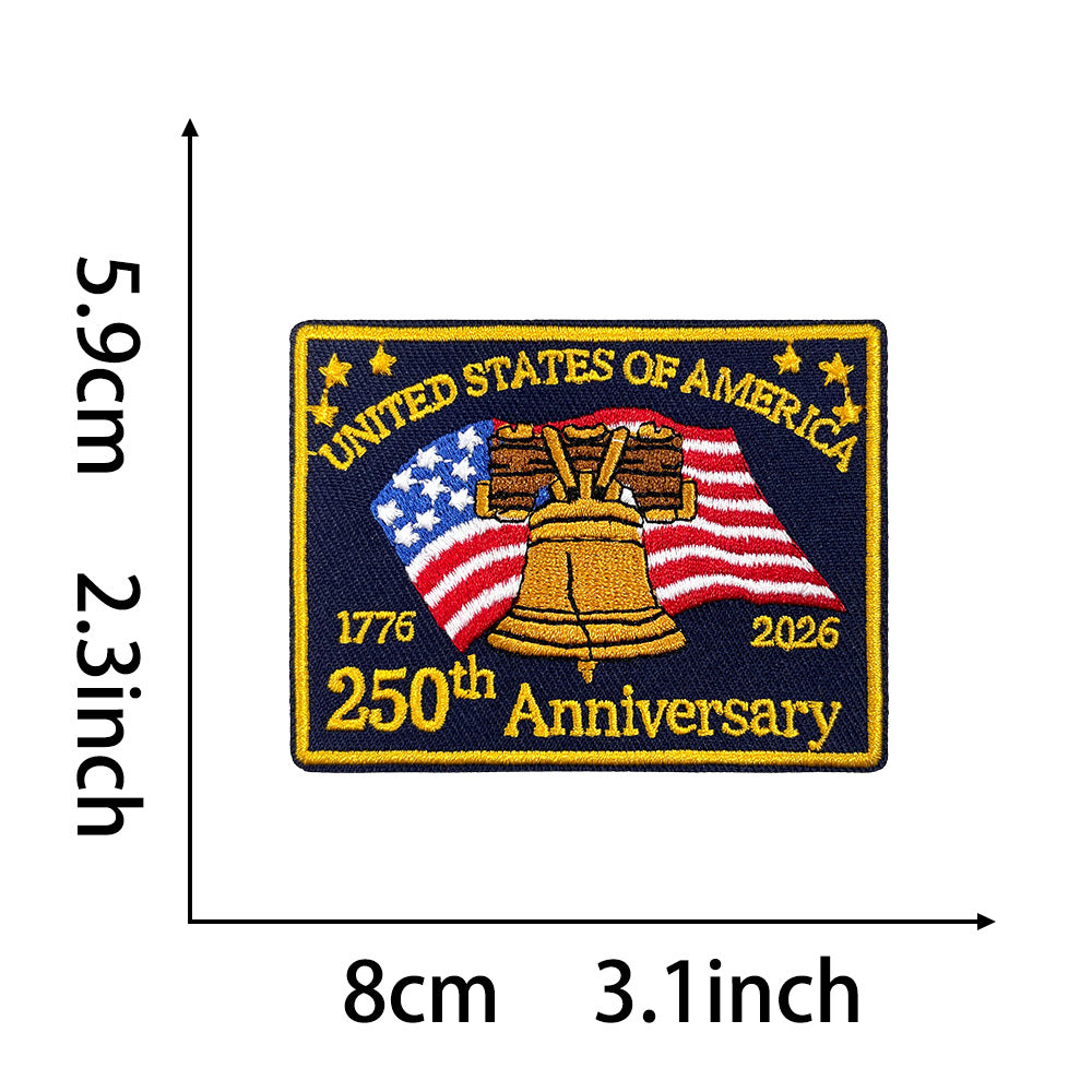 Wholesale 250Th Anniversary Bald Eagle Liberty Bell American Flag Iron On Embroidered Patch For Coats