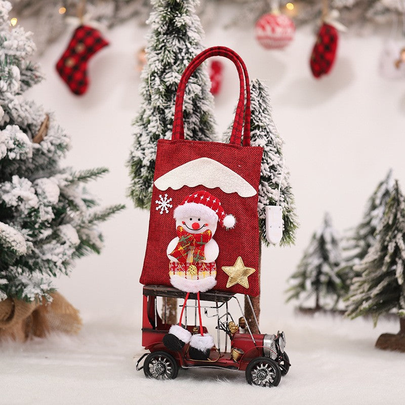 Wholesale Christmas Decorations Linen Cloud 3D Doll Handbag