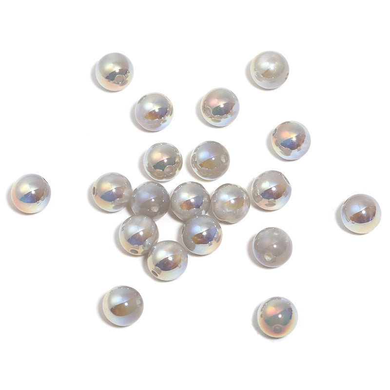 Wholesale UV color coated milk tea cat's eye high gloss acrylic small round beads