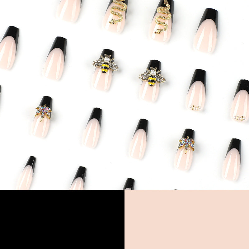 Wholesale Plastic Little Bee Explosive Flash Finger Black Patchwork Nail Art Pieces