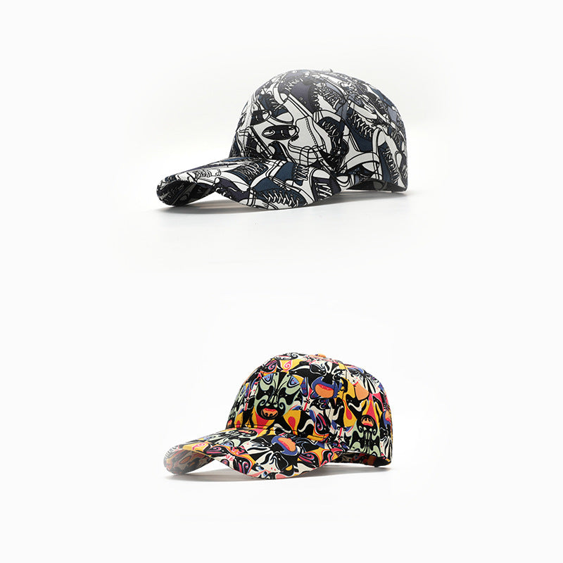 Wholesale New Graffiti Lettering Print Hard Top Big Head Around The Face Small Hat Baseball Cap