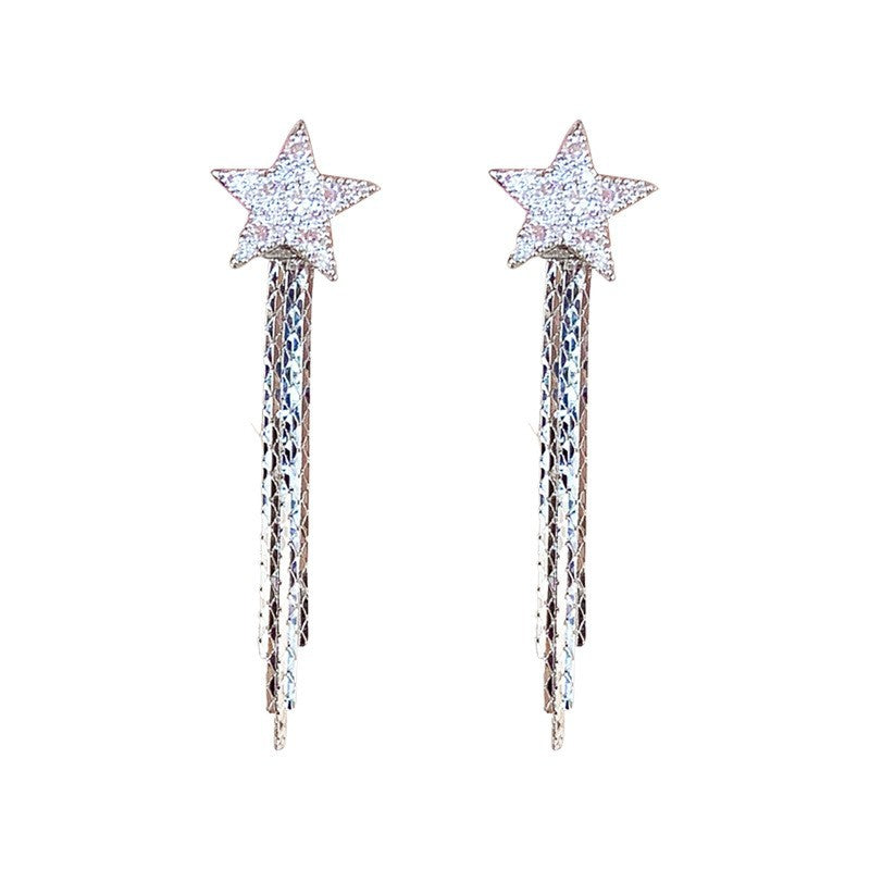 Wholesale Diamond Butterfly Flower Five Pointed Star Tassel Alloy Earrings