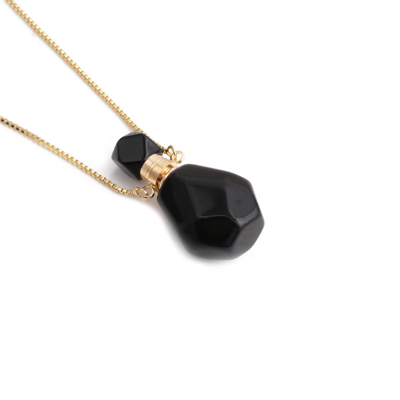 Wholesale Semi precious Green Aventurine Crystal Flame Shaped Perfume Bottle Pendant Necklace