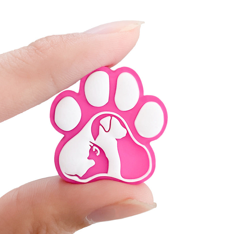 Wholesale 10pcs Dog paw print silicone beads teething beads