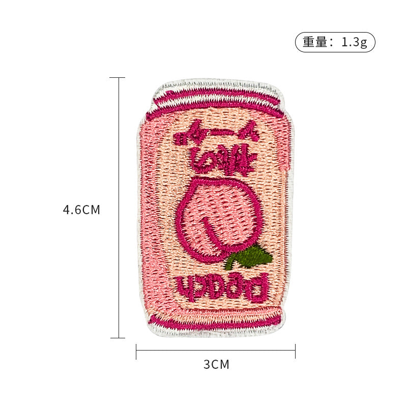 Wholesale Embroidered Cartoon Beverage Bottle Embroidered Down Jacket Patch Embroidered Seal Cloth Patch FS