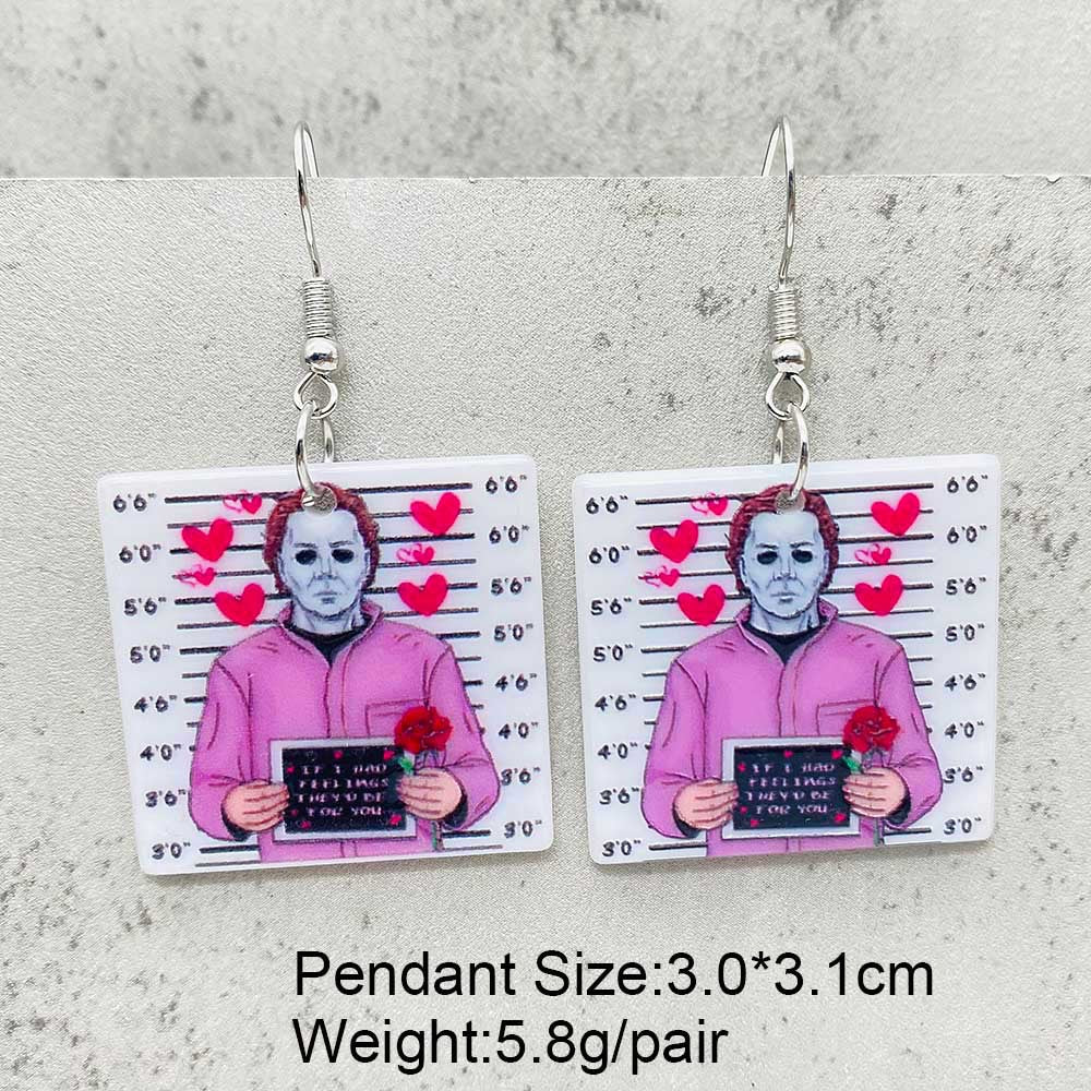 Wholesale Valentine's Day Horror Love Ghost Bull Head Acrylic Earrings