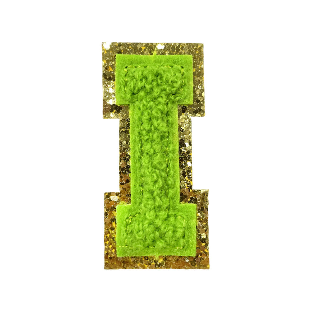 Wholesale Gold Glitter A Z Letter Patches Towel Embroidery Appliques Self Adhesive For Coats Stylish DIY Fashion Accessory