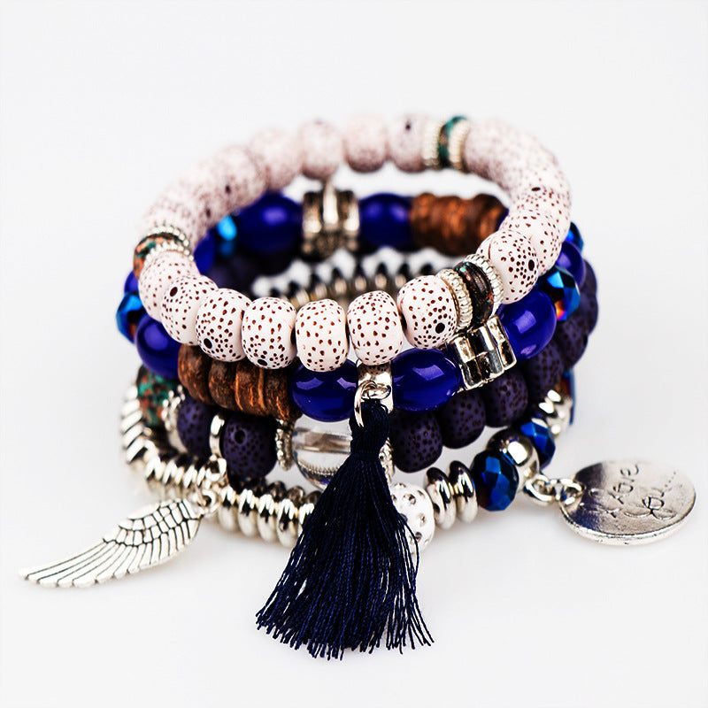 Wholesale Bohemian Multi layered Creative Tassel Bodhi Wings Love Fashion Bracelet