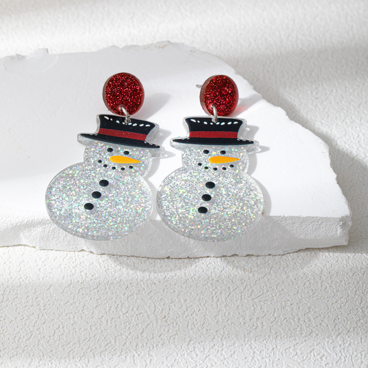 Wholesale Fine Flash Cartoon Cute Christmas Snowman Acrylic Earrings Fun Creative