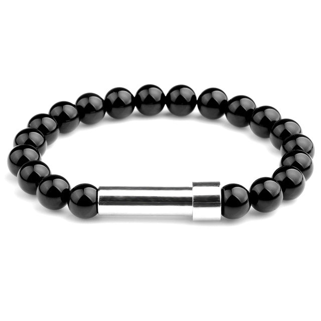 Piedra natural al por mayor que desean tigre ojo de tigre lapislázuli pulsera de tubo redondo de acero inoxidable