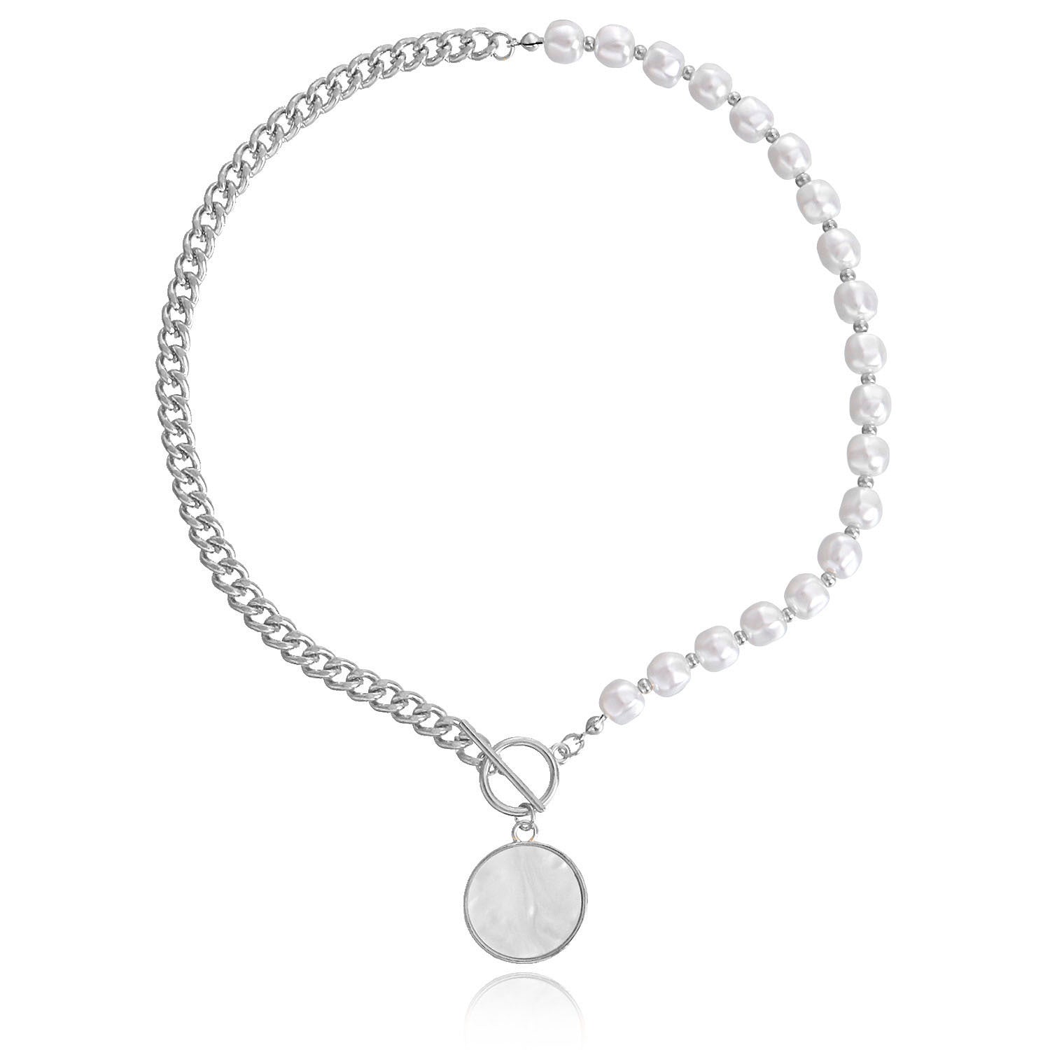 Wholesale Pearl Splicing Chain Imitation Fritillaria Pendant Alloy Necklace