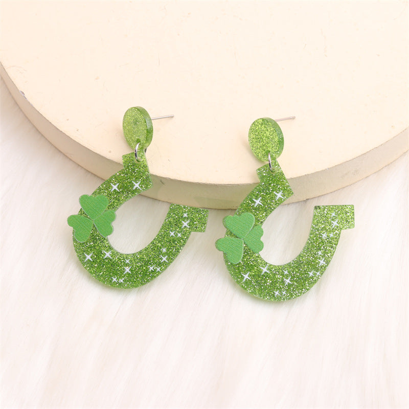 Wholesale St. Patrick's Clover Acrylic Earrings