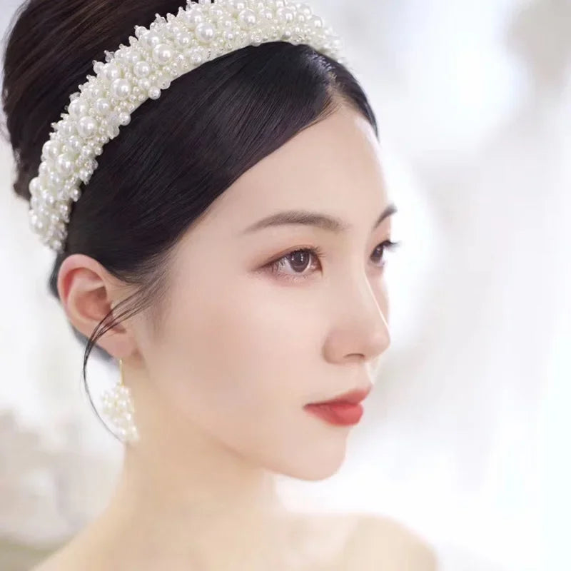 Wholesale Pearl headband crown baroque princess crystal headband