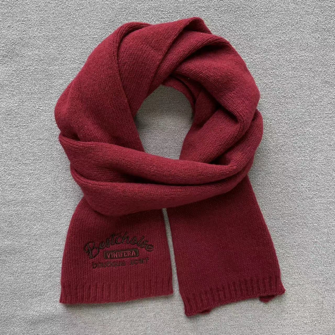 Wholesale Winter 2023 Knitted Warm Solid Color Polyester Scarf