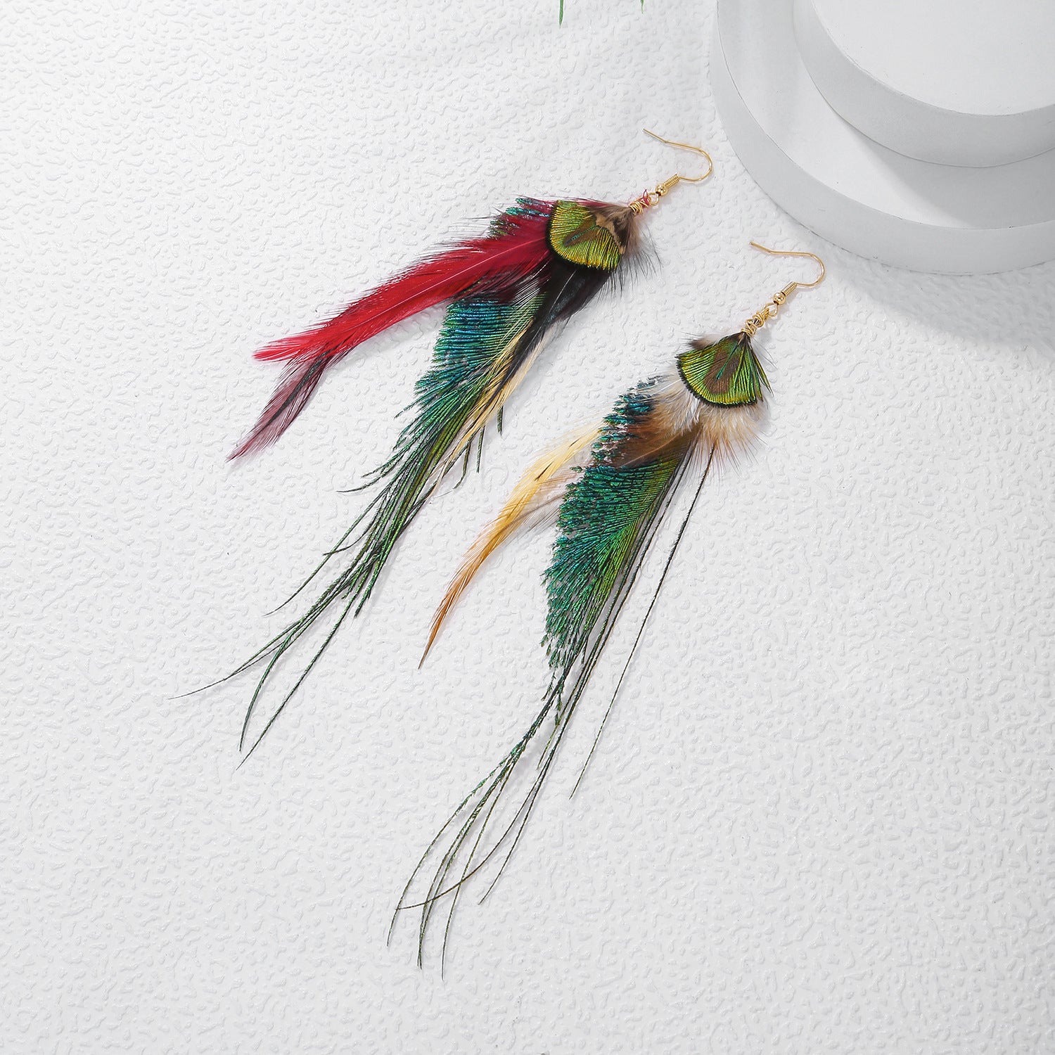 Wholesale Peacock Feather Bohemian Antique Tassel Earrings