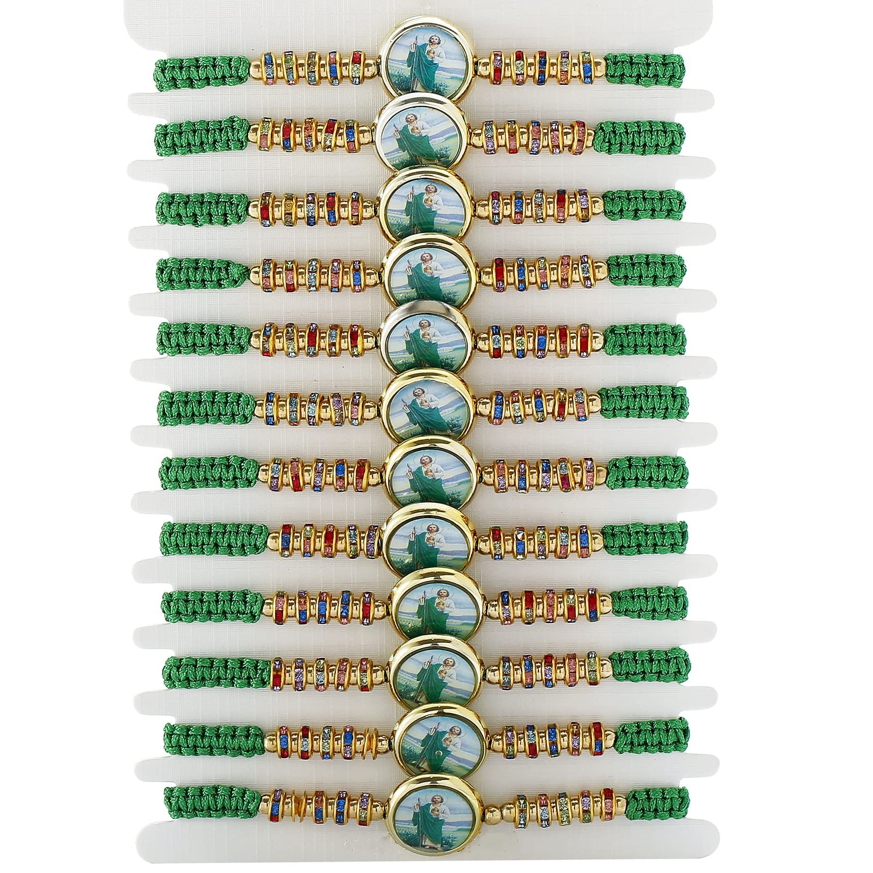 Wholesale Green Ladies Braided Faith Bracelet Set