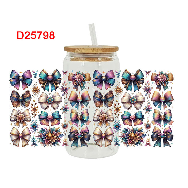 Wholesale Colorful and diverse bows 16oz Cup UV DTF Wraps