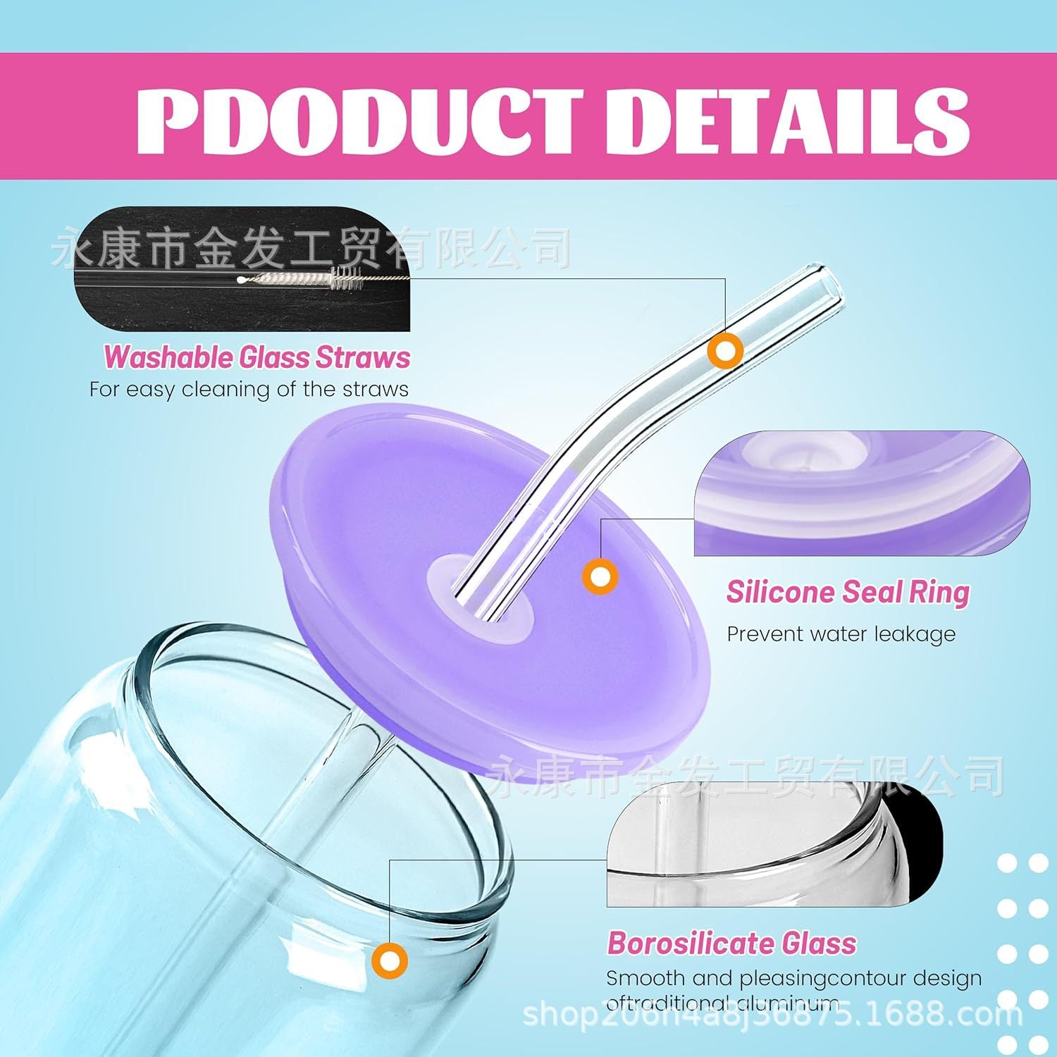 Wholesale Simple Creative Bamboo Lid Borosilicate Straw Glass Cup with Silicone Cover