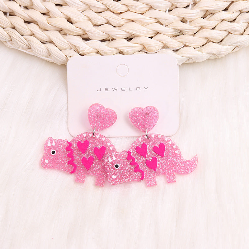 Wholesale Dinosaur Love Acrylic Earrings