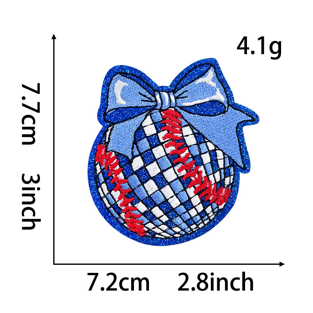 Wholesale Trendy Blue Ball Sequin Embroidered Patch With Bow Iron On Adhesive For Coats DIY Fashion Accessory Gift