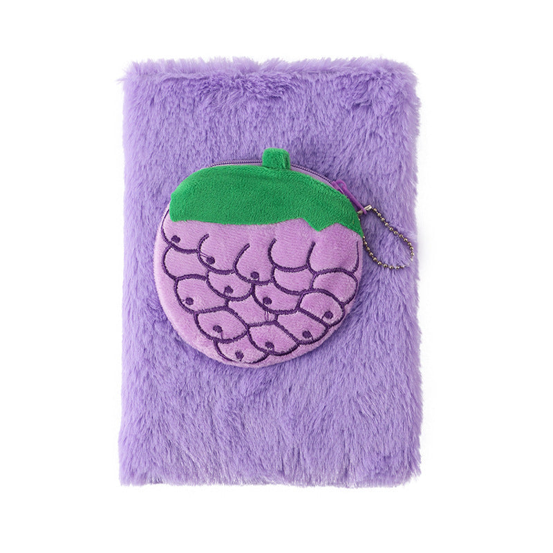 Wholesale New creative fruit notebook cute cartoon plush notebook children' s handmade