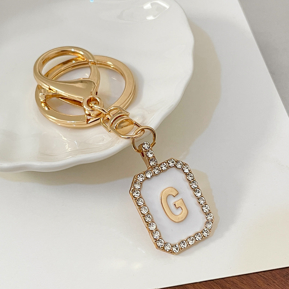 Wholesale 26 Letters Diamond-drip Oil Key Chain