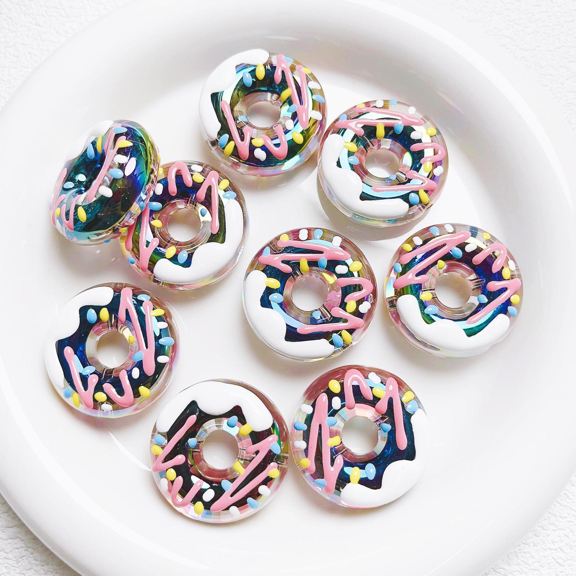 Wholesale Colored Heavy Industry Handdrawn Donut Acrylic Beads